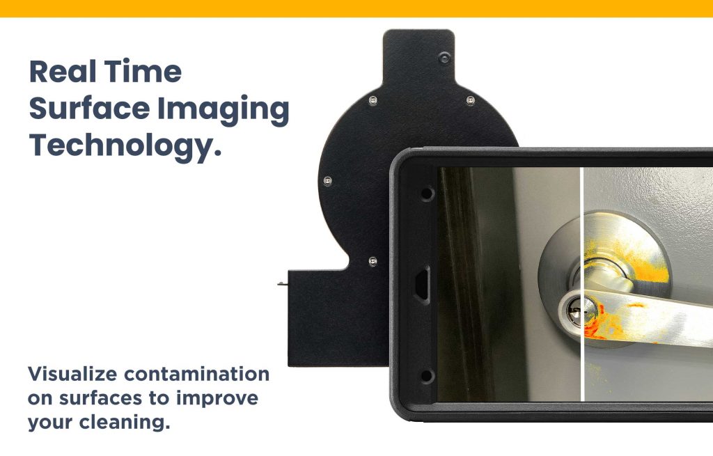 Demonstration of real-time surface imaging technology, with a tablet showing Pathfinder images.