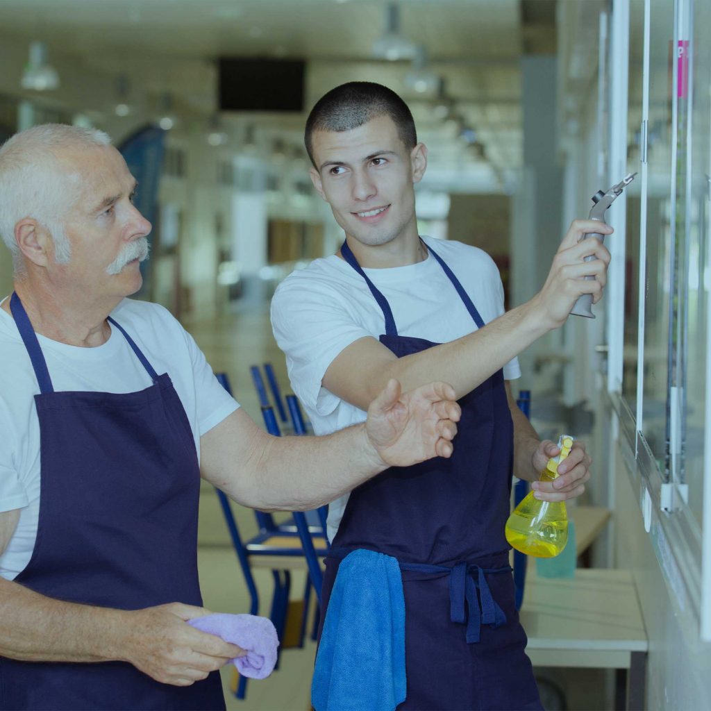 Man using cleaning equipment